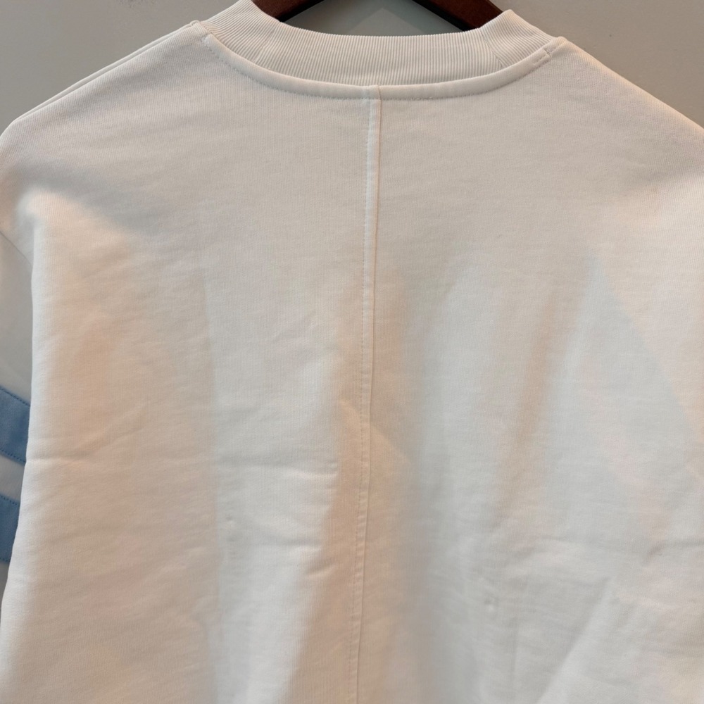 Madewell Sweatshirt Crewneck Varsity Stripe Oversized White Blue NY284 XXS NWT - Picture 7 of 14